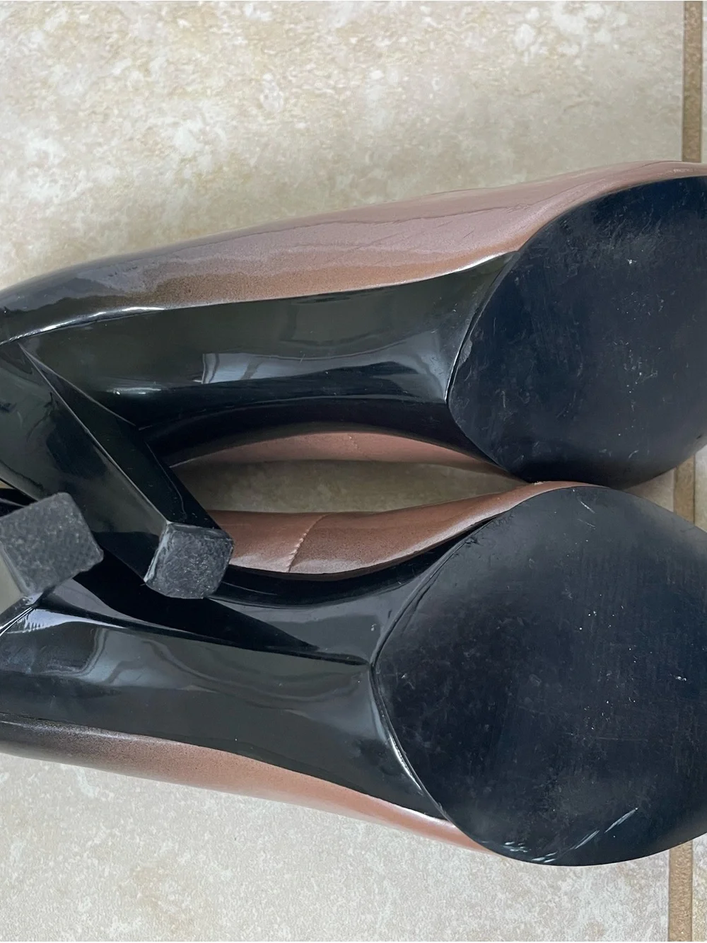 Alfani Two-Tone Peep-Toe Pumps in Taupe and Black